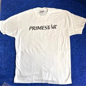 Vintage 90s Y2K Hanes Beefy Men’s XL “Primestar” T-Shirt White NEW NOS Cotton